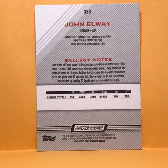 2024 Topps Composite NFL - John Elway #380 - Denver Broncos SIGN AUTOGRAPH - Picture 2 of 2